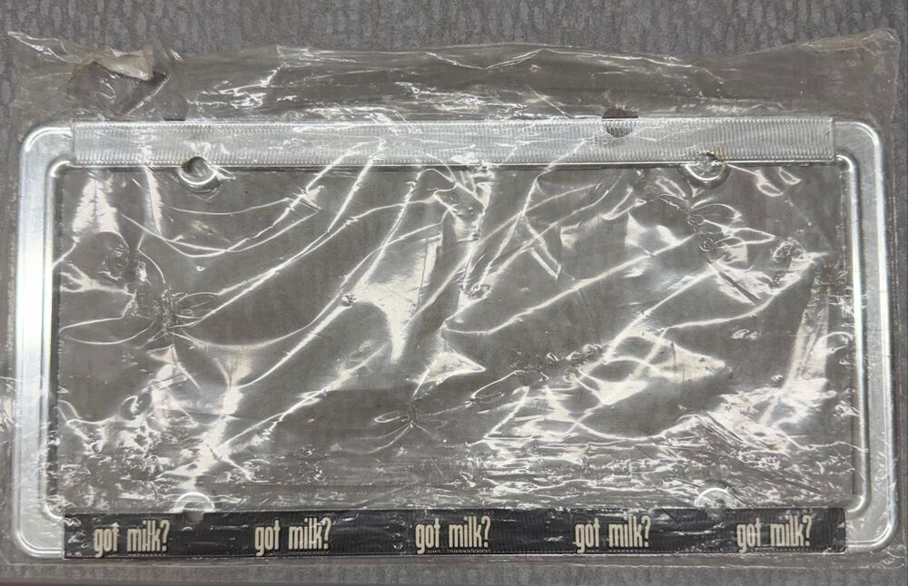Vintage "got milk?" Chrome License Plate Frame – New & Factory Sealed